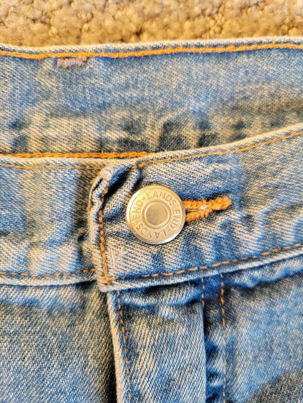 Lands' End Light Wash 100% Cotton Straight Leg Jeans Rigid Denim Womens 12 - Picture 11 of 14